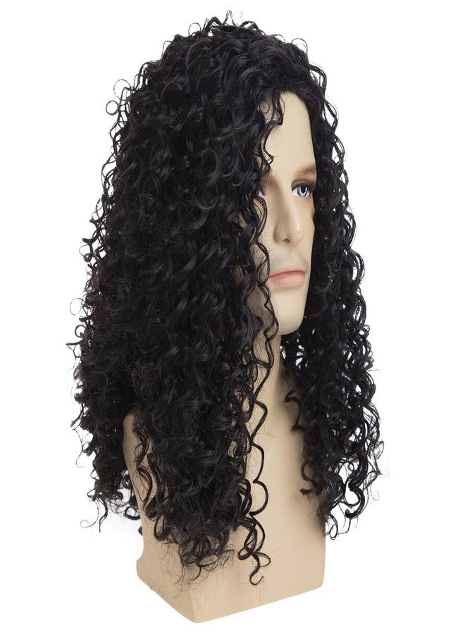 Dsimeig Long Curly Black Wigs for Men Halloween Costume Party Wig - Image 3